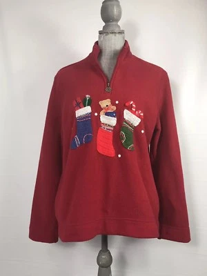 Ugly Christmas Sweater Red Teddy BearStockings Stuffers Women's Medium 8-10  - Imagem 1 de 4