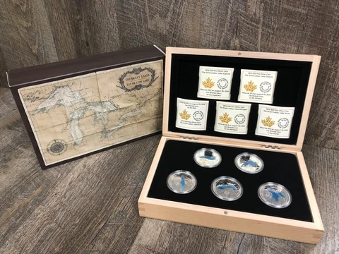 2014 2015 Royal Canadian Mint The Great Lakes 5 1 oz Silver Coin Set $20 Canada Cover