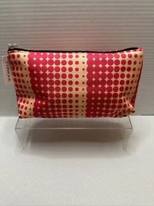Clinique NWT Peach W/ Pink Poka Dots Makeup Cosmetics Bag/ Case - Picture 1 of 7