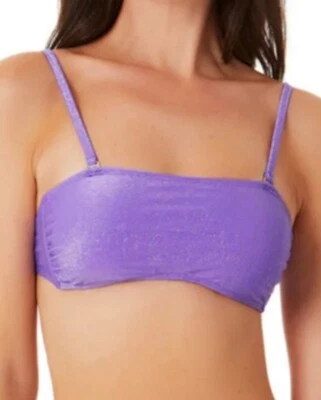 Bikini Top Traje de Baño California Waves Juniors’ Metallic Shine Bandeau Púrpura, XS Foto 1 de 4