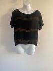 Mink Pink Womens Black & Gold Diamonte Cropped Top Small