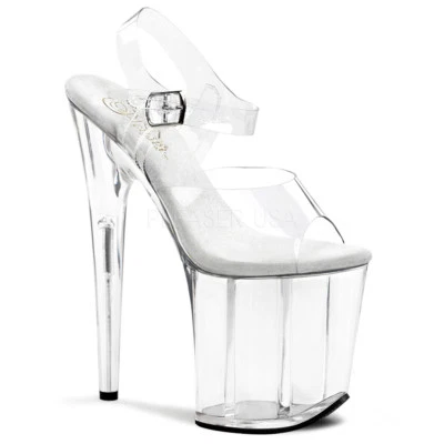 Zapatos de Bailarina 8" Transparente Jumbo Stack Plataforma Stripper Tacones Altos Placer Flamingo Foto 1 de 2