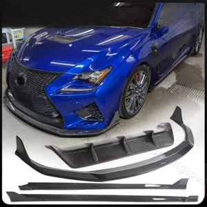 REAL CARBON Fiber Rear Bumper Diffuser Front Lip Side Skirt For Lexus RC F 15-18 - Picture 1 of 15
