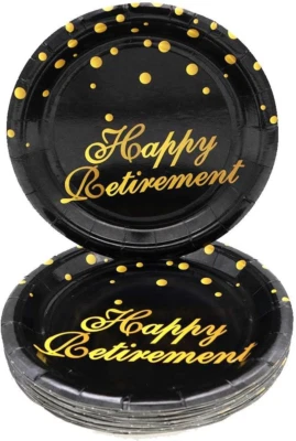 Retirement Party Supplies,48 PCS Happy Retirement Disposable 7 Inch Paper Plates - Image 1 of 4