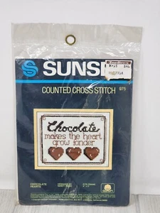 NEW Sunset Chocolate Hearts 4" x 5" Counted Cross Stitch Kit By Nancy Rossi - Picture 1 of 2