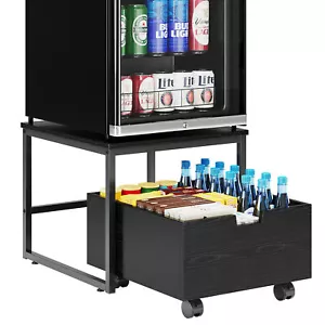 Beverage Cooler Refrigerator Stand with Storage Drawer Mini Fridge Stand Table - Picture 1 of 9