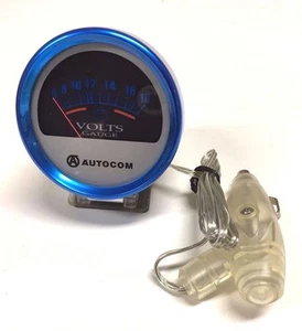 AUTOCOM SMART BLUE ANALOGUE STYLE 6 TO 18 VOLT METER GAUGE SMOKE JDM G-AM3552 - Picture 1 of 5