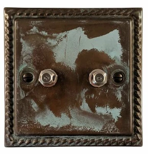 G&H MV237 Monarch Roped Verdigris 2 Gang Satellite Socket Point - Picture 1 of 1