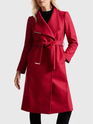 Abrigo Ted Baker Rosa Lana Cachemira Rosa Profundo Rojo Talla 0 UK 6 NUEVO CON ETIQUETAS PRECIO DE VENTA SUGERIDO POR EL FABRICANTE £325 Foto 1 de 4