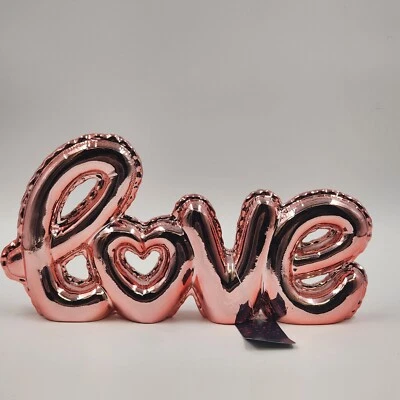 Letrero de estante de cerámica Love globo dibujos animados animal día de San Valentín figura rosa 13 x 7 Foto 1 de 4