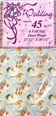 Papel de envolver regalo boda 6 hojas 27,5x39,5" rosas vintage aniversario Foto 1 de 2