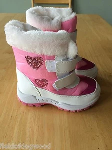 NWT Rugged Bear RB72193 Girls Snow Boots Pink White  SZ 1 - Picture 1 of 4
