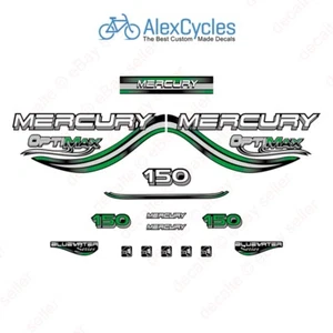 Mercury OptiMax Bluewater 150 HP Green Outboard Laminated Decals Stickers Kit - Bild 1 von 1