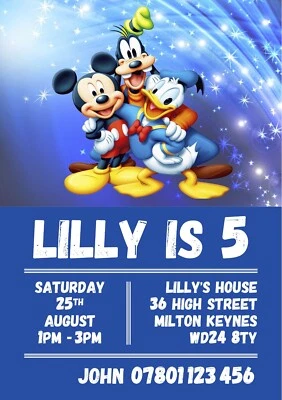 Mickey Mouse & Friends Birthday Party Invitations - Personalised Digital Invite - Image 1 of 4