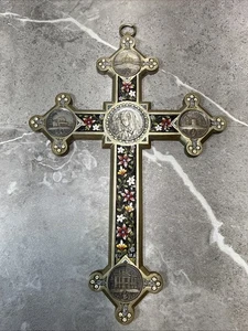 Italienisches Kreuz aus 2. Weltkrieg mit französischen Münzen und in Mosaik eingewebt - Bild 1 von 21