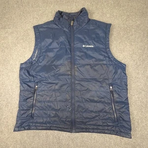 Columbia Vest Mens 2XLARGE Blue Puffer Omni Heat Sleeveless full Zip Size 2XL - Picture 1 of 12