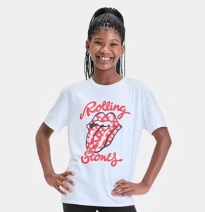 The Rolling Stones Graphic White Tee Girls Pink Heart Lips Lipsđź’‹TARGET NWT L - Picture 1 of 2
