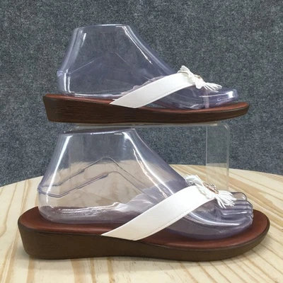 Italian Shoemakers Sandals Womens 8.5 Thong White Toe-Post Casual Comfort Wedge - Image 1 of 4