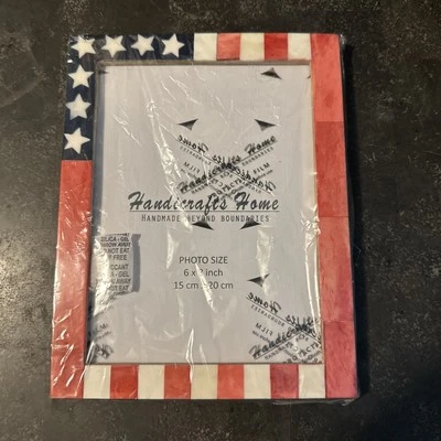 Marco de fotos para el hogar artesanías decoración de pared y escritorio, bandera americana de 6x8 pulgadas Foto 1 de 3