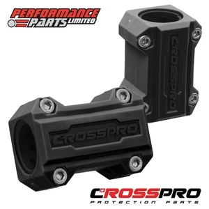 CrossPro Universal Crash Bar Sliders Black + Black Inserts For 22mm & 25mm Bars - Picture 1 of 3