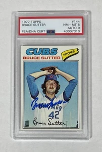 1977 Topps BRUCE SUTTER HOF PSA 8 MT SIGNED AUTO 9 ROOKIE Baseball Card CUBS RC - Picture 1 of 2
