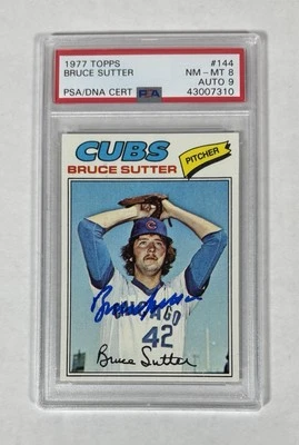 1977 Topps BRUCE SUTTER HOF PSA 8 MT SIGNED AUTO 9 ROOKIE Baseball Card CUBS RC - Image 1 of 2