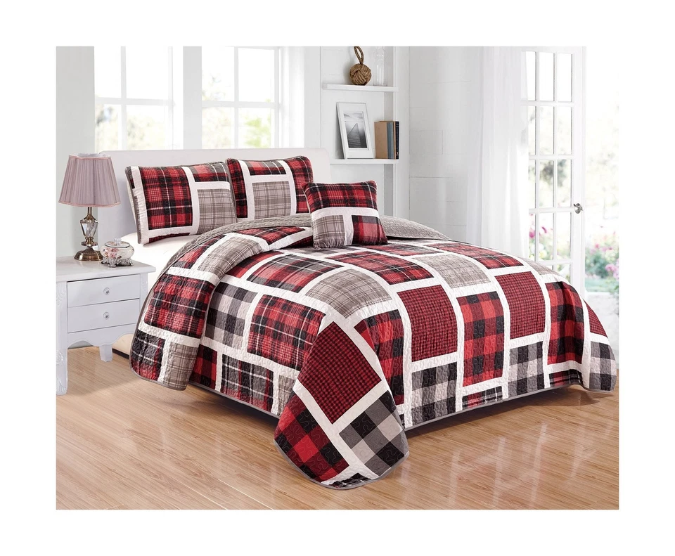 Mk Collection 4pc Full/Queen Size Reversible Quilted Bedspread Cove... Fast Ship - Image 1 of 1
