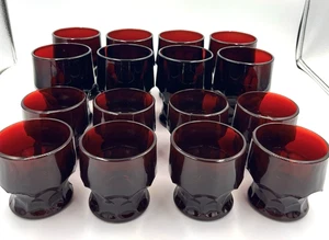 Anchor Hocking Vintage Royal Ruby Red Georgian Honeycomb Glass Set of 16 - Picture 1 of 11
