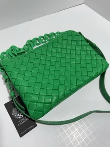 Vince Camuto Neu mit Etikett Leder Crossbody Schultertasche gewebt Lotusgrün Tasche mit Kette - Bild 1 von 23