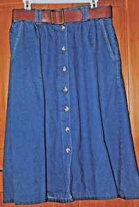 Vintage Carlyle Denim Midirock Gr. 13/14, Taille 32" L 29", USA, 100 % Baumwolle, Gürtel - Bild 1 von 11