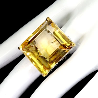 Anillo de plata de ley 925 octágono citrino 62 quilates hecho a mano joyas de piedras preciosas talla 8 Foto 1 de 4