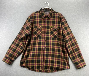 Dixxon XL schwarz gelb burgund kariert Flanellhemd Knopfleiste Langarm - Bild 1 von 10