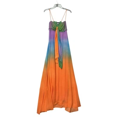 Vintage Y2K Va Va Voom Maxi Prom Dress Womens Medium Rainbow Ombre Chiffon Flowy - Image 1 of 4