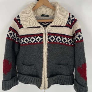 Dsquared2 100% Wool Heavy Cable Knit Full Zip Cardigan Sweater - Women’s Size L - Picture 1 of 12