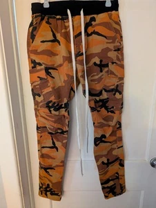 MEN'S VINTAGE HEAVYWEIGHT ORANGE CAMO DRAWSTRING CARGO PANTS 30x32 - Picture 1 of 9