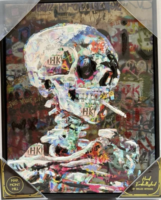 Arte de pared pop calavera fumando graffiti MARMONT HILL 11 X 14 lienzo impresión pintura Foto 1 de 4