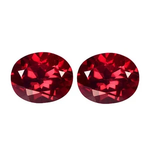 0.58 Ct [2 Pcs Pair] Oval 4.5 x 3.4 MM 100% Natural Pinkish Red Rhodolite !!! - Picture 1 of 4