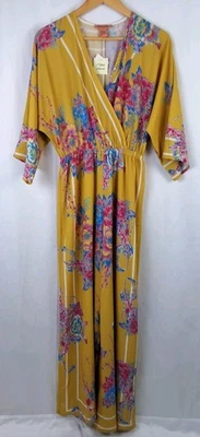 Flying Tomato Floral Print Jumpsuit Wide Leg Boho Chic Yellow Size-small/New  - Image 1 of 4