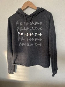 Friends Hoodie Logo Cropped Style Charcoal Gray Sweatshirt TV SERIES Sz:L - Picture 1 of 5