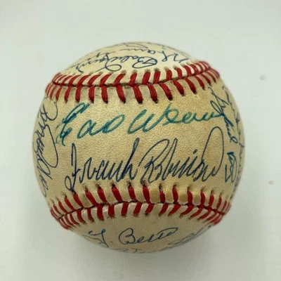 Hall Of Fame Multi Signed Baseball 30 Sigs Yogi Berra Reggie jackson JSA COA - Image 1 of 4