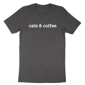 Funny Cat Coffee T-Shirt Cat Lover Caffeine Lover Tee Gift Barista Meme Shirt - Picture 1 of 22