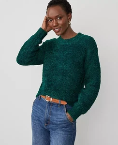 NEW Ann Taylor Boucle Sweater Pullover in rainforest green sz S - Picture 1 of 3