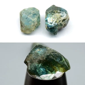 💎 86,65ct Paar 2p grober natürlicher grün blauer Zirkon - sanfte Hitze, Kambodscha Edelsteine - Bild 1 von 6