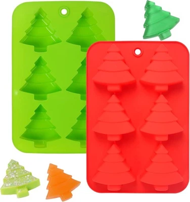 Paquete de 2 moldes de silicona para árbol de Navidad caramelo chocolate jabón molde para hornear Navidad hágalo usted mismo Foto 1 de 4