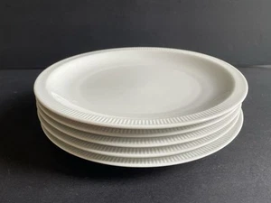 Amberg Germany Porcelain Flat Rim Pure White Ribbed Salad Plates Set Of 5 - Bild 1 von 5