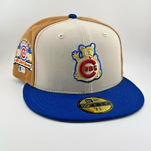 Chicago Cubs Hat Brown Tan Blue 1990 ASG New Era 59Fifty Fitted Size 7 3/8 - Picture 1 of 14