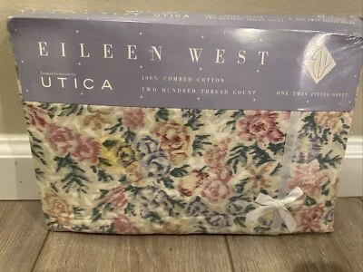 Винтажный викторианский гобелен Eileen West Utica ОДНА ПРОСТЫНЯ НА РЕЗИНКЕ с цветочным рисунком 39x75 - Изображение 1 из 4