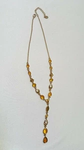 Collar colgante vintage CH Caroline Herrera tono dorado y ámbar y amarillo inserciones usado - Imagen 1 de 11