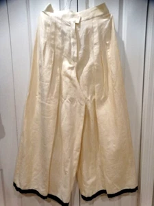 Vintage CHANEL Nautical Ivory & Navy 100% Linen Lined Wide Leg Pants ,Size 10 US - Picture 1 of 5