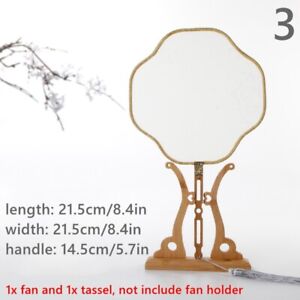 Chinese Round Fans Uchiwa Faux Silk Bamboo Handle Blank Painting Embroidery Fans